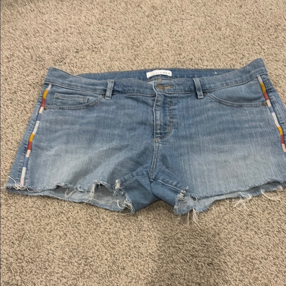 LOFT Light Blue Jean Shorts with Colorful Accents